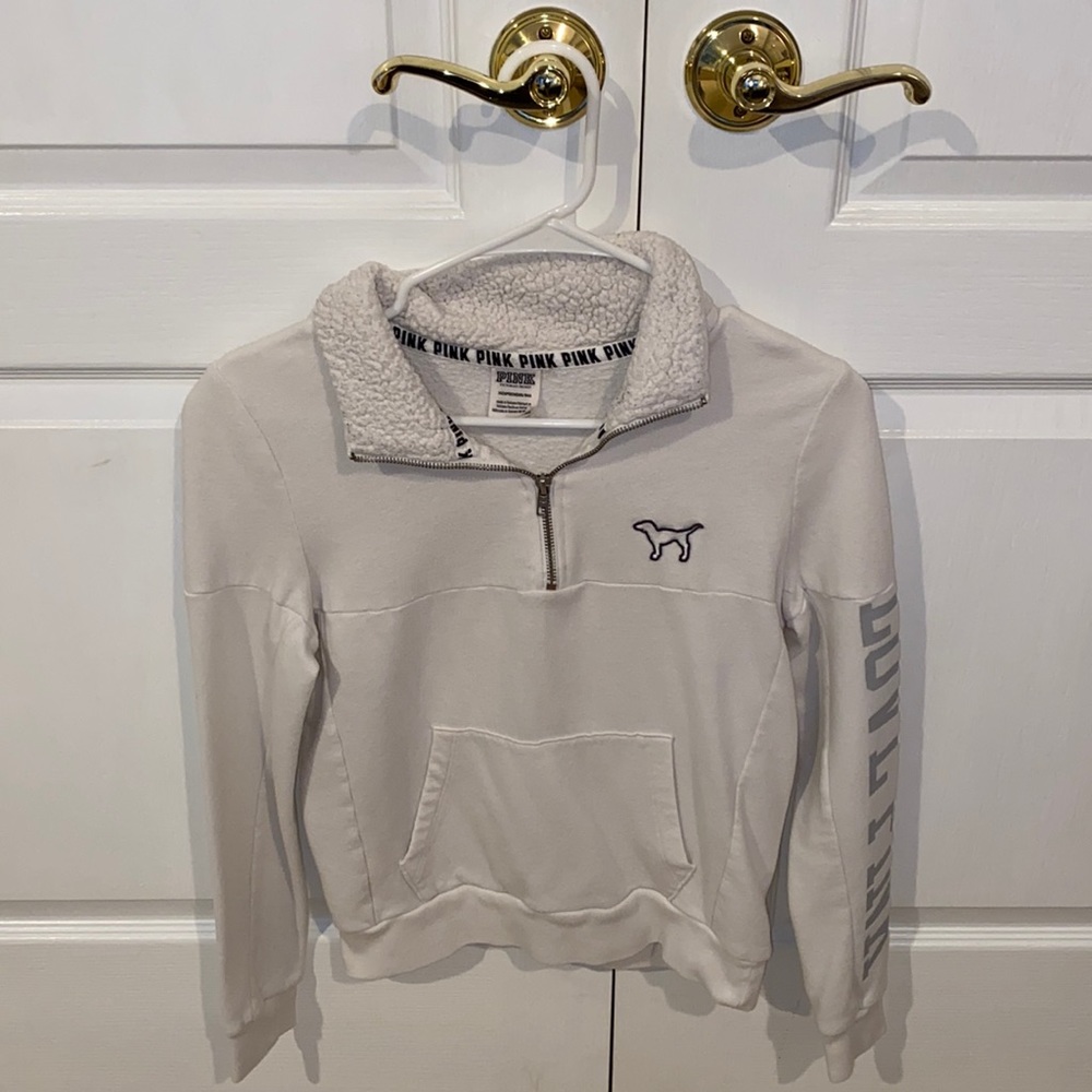 PINK white quarter zip